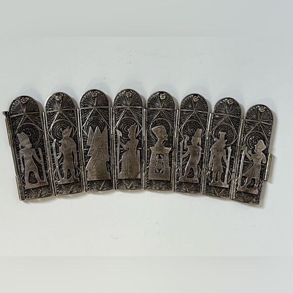 Vintage Egyptian Sterling Silver filigree bracelet - Picture 3 of 9